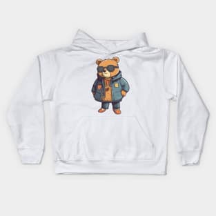 A cute teddy bear wearing street fashion Kids Hoodie